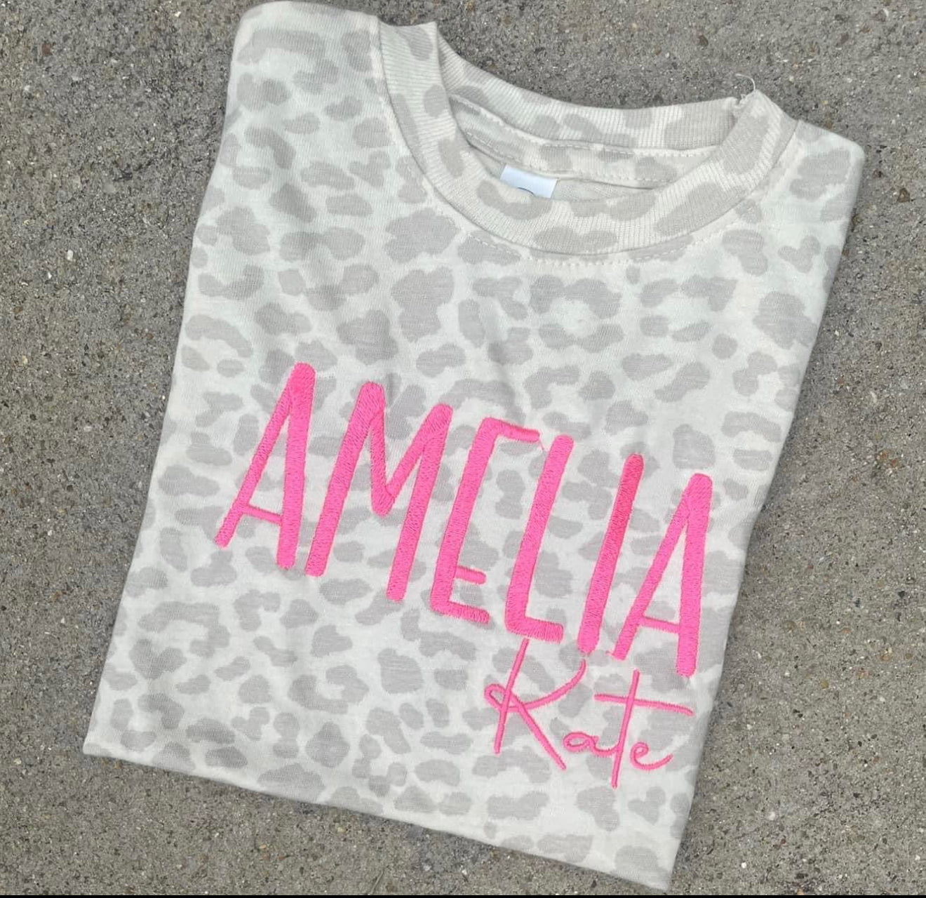 Leopard Embroidered Name Tees