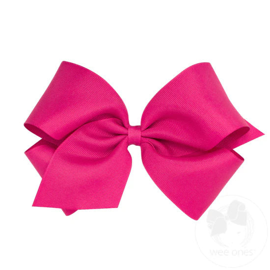 Medium Classic Grosgrain Hair Bow - Shocking Pink