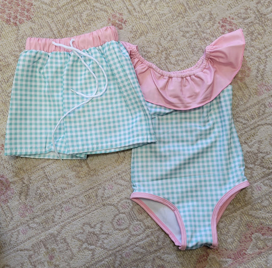 Gingham Boy Swim Shorts