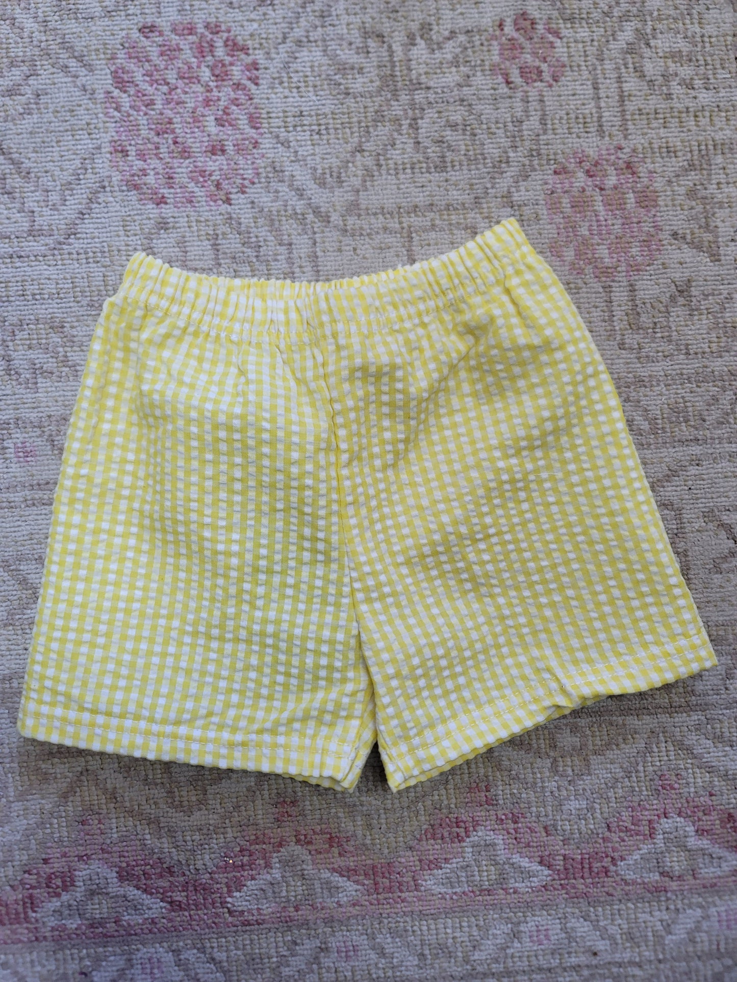 Boy Gingham Seersucker Basics Shorts - Yellow