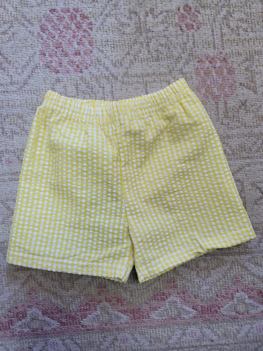 Boy Gingham Seersucker Basics Shorts - Yellow