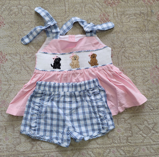 Puppy Trio Smocked Short Set