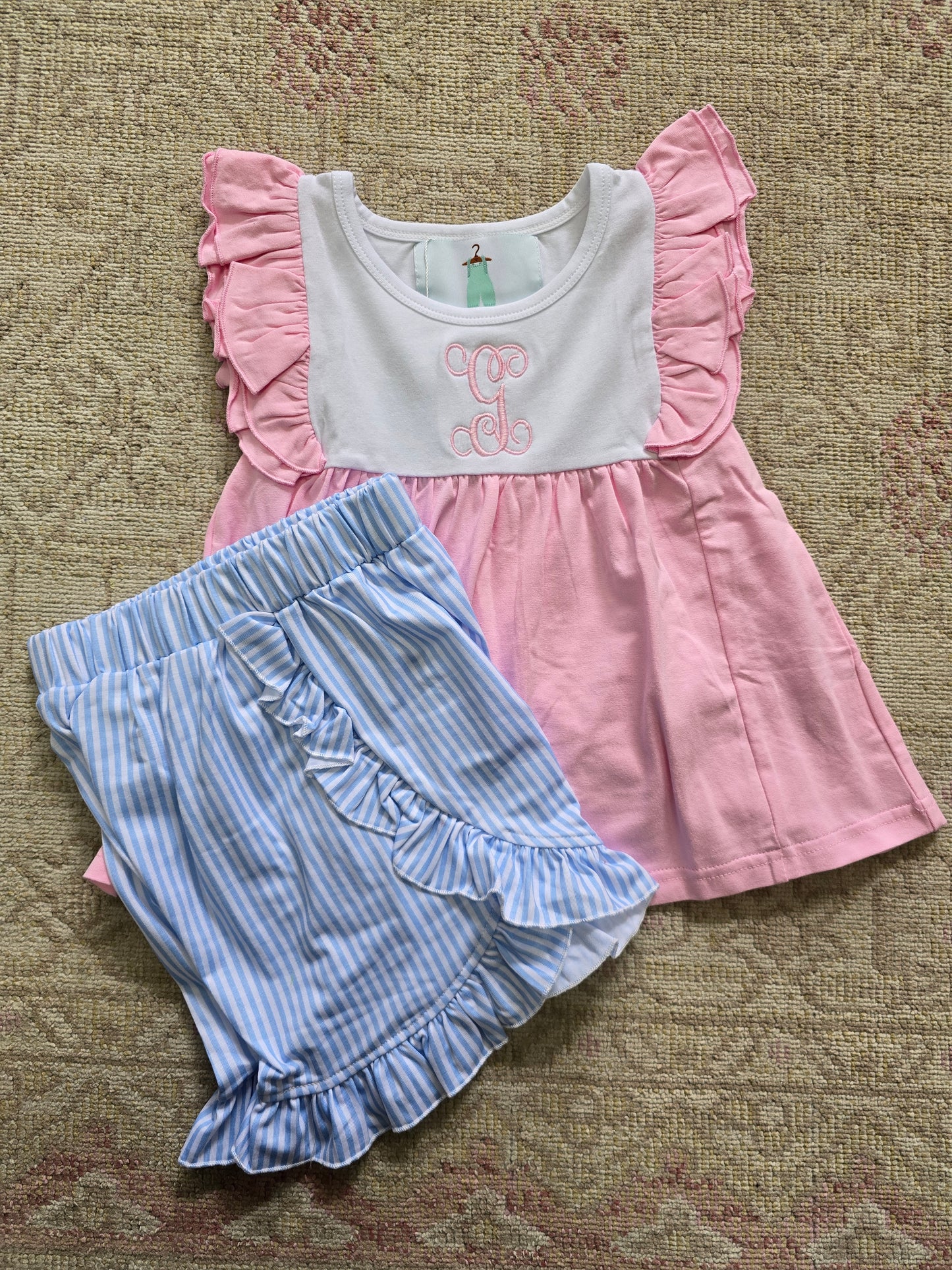 Girls Basic Short Set with G monogram