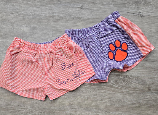 L&R Orange and Purple Reversible Football  Boy Shorts