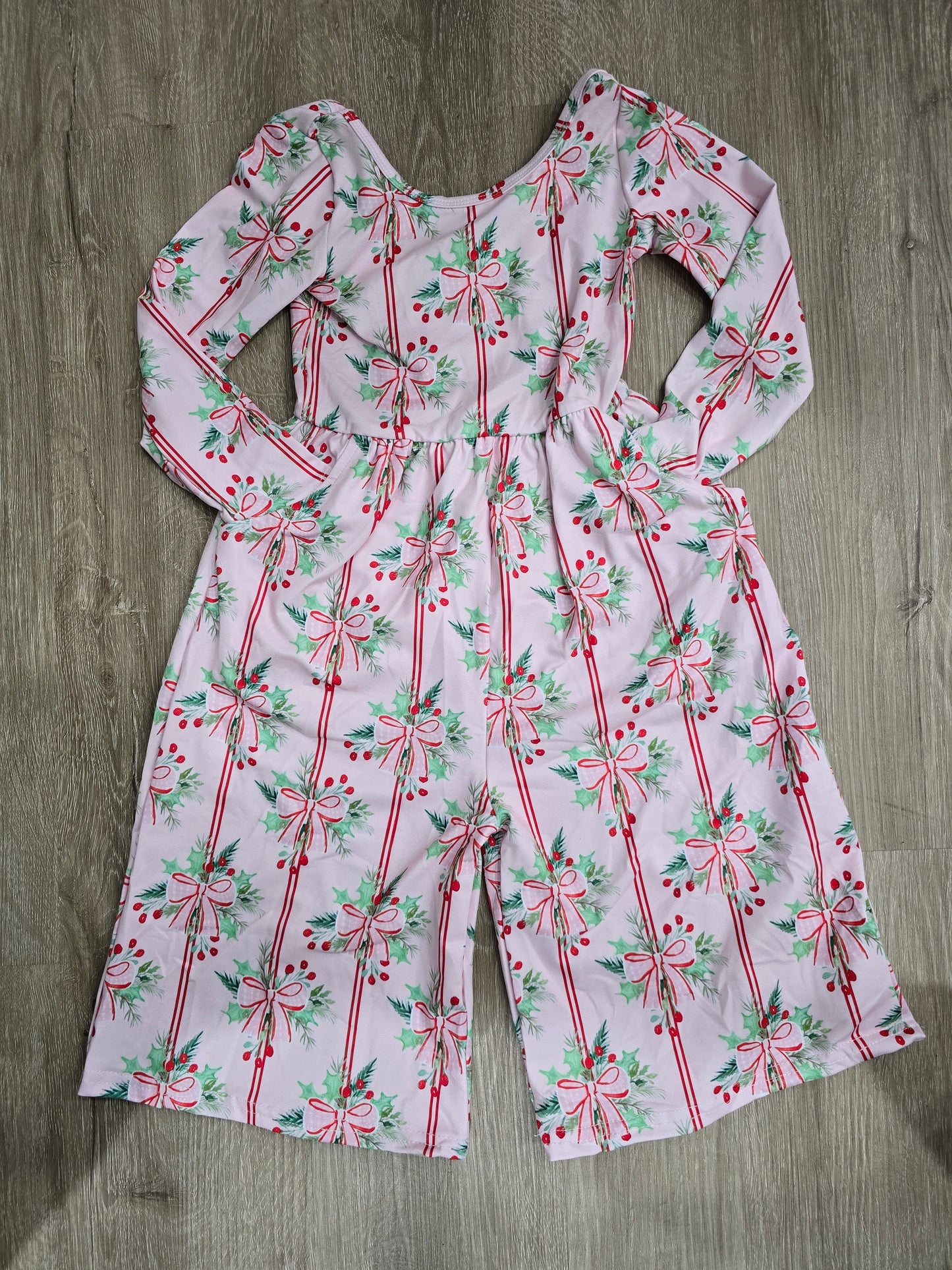 Feeling Festive Leggy Rompers- Pink Holly