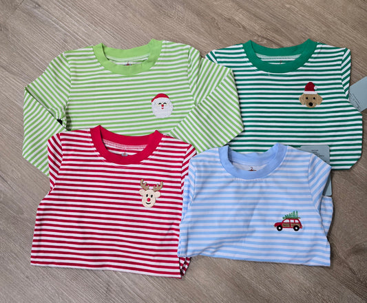 Boy Mini Stitch Holiday Tees - Santa