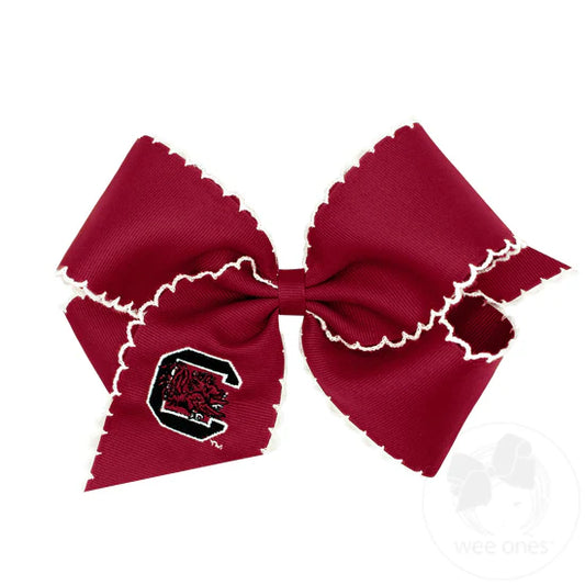 King Grosgrain Hair Bow with Moonstitch Edge - Gamecocks