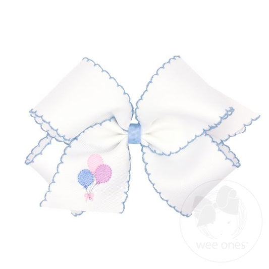 King Grosgrain Hair Bow with Moonstitch Edge - Birthday Balloons