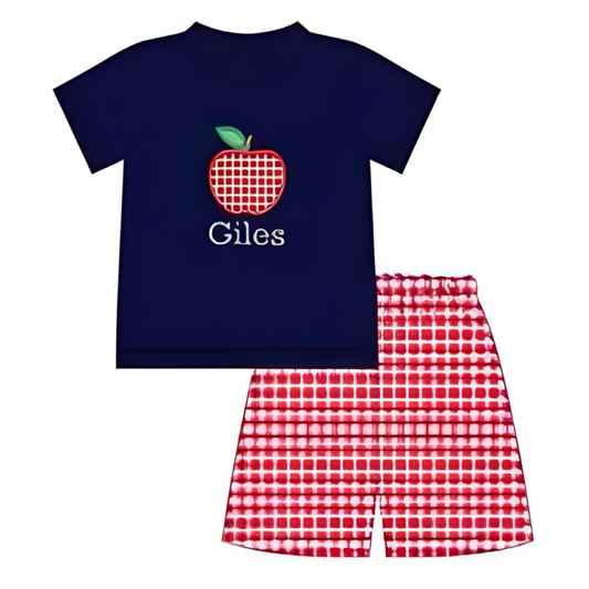 Back to school gingham boys set