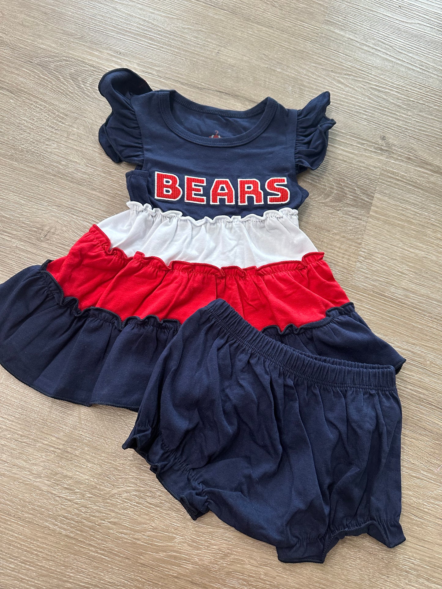 Collegiate Color Block- Girl Bears Diaper Set