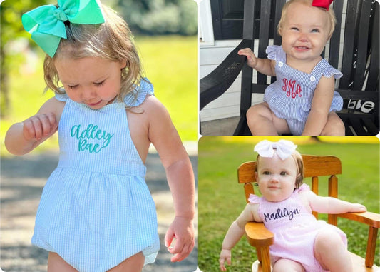 Teal Seersucker Bubble