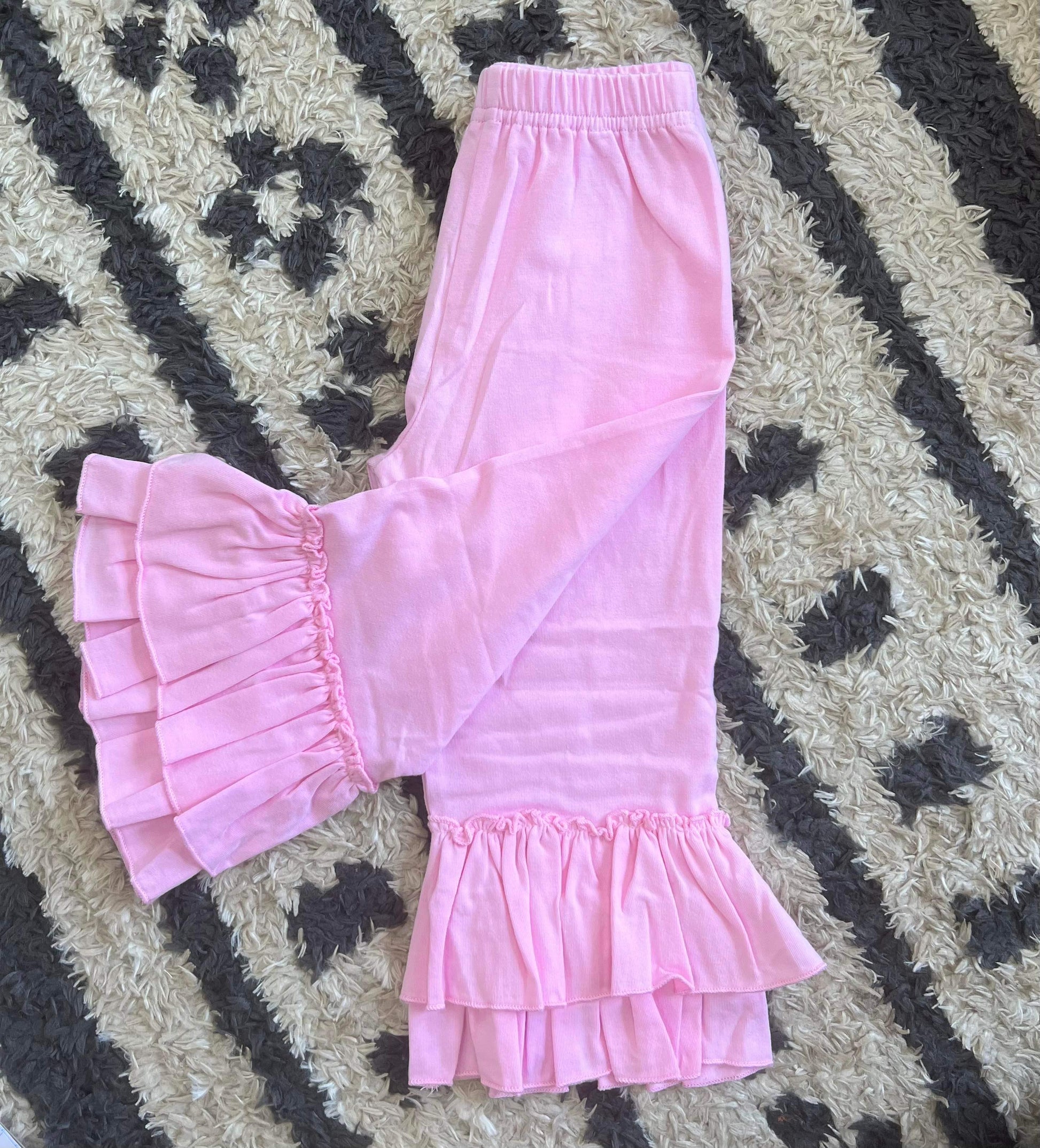 Girls Light Pink Ruffle Pants