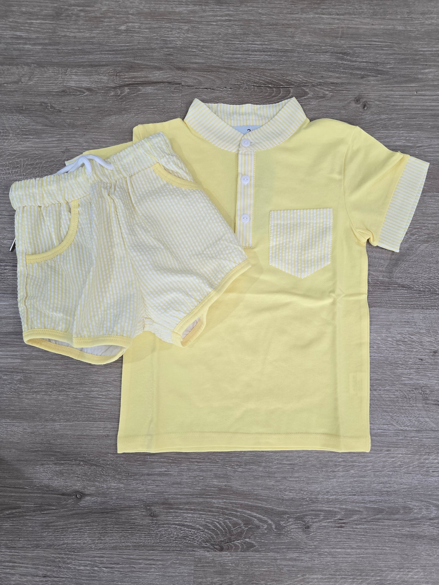 Yellow Seersucker Short Set- Boy