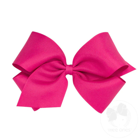 King Classic Grosgrain Hair Bow - Shocking Pink