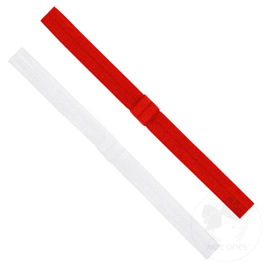 Add-A-Bow Elastic Girls Baby Bands - Two Pack Red & White